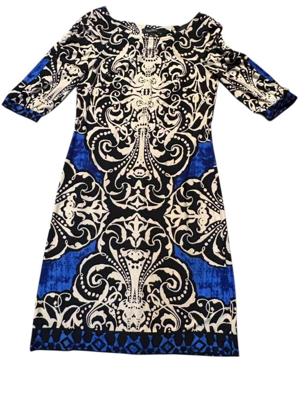 White House black market Black, white & Blue Patterned Women's Dress